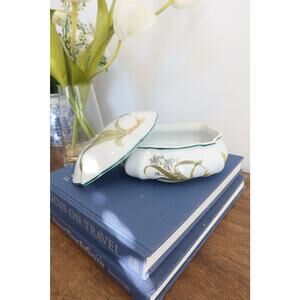 Formalities by Baum Bros Vintage Floral Jewelry Box Ceramic Trinket Box